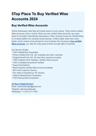 5Top Place To Buy Verified Wise Accounts 2024