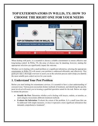 top exterminators in willis tx how to choose