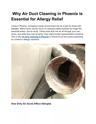 How Air Duct Cleaning in Phoenix Can Provide Allergy Relief