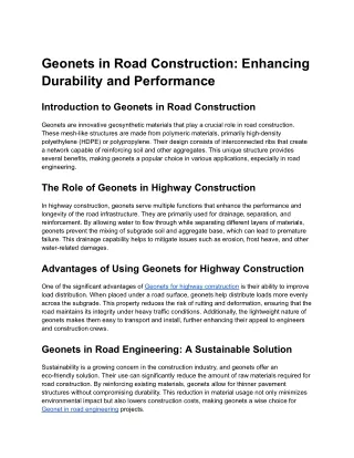 geonets in road construction enhancing durability
