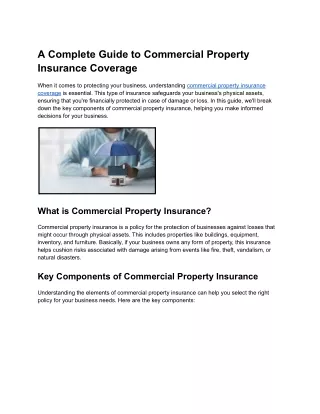 A Complete Guide to Commercial Property Insurance Coverage