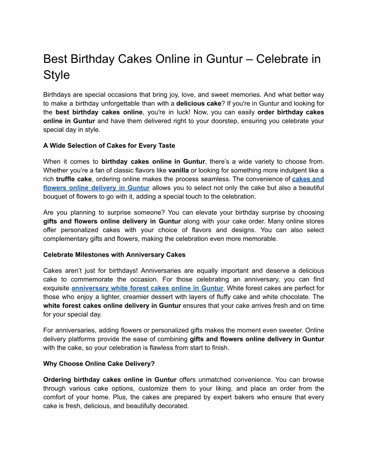 best birthday cakes online in guntur celebrate