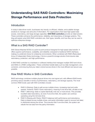 Understanding SAS RAID Controllers_ Maximizing Storage Performance and Data Protection