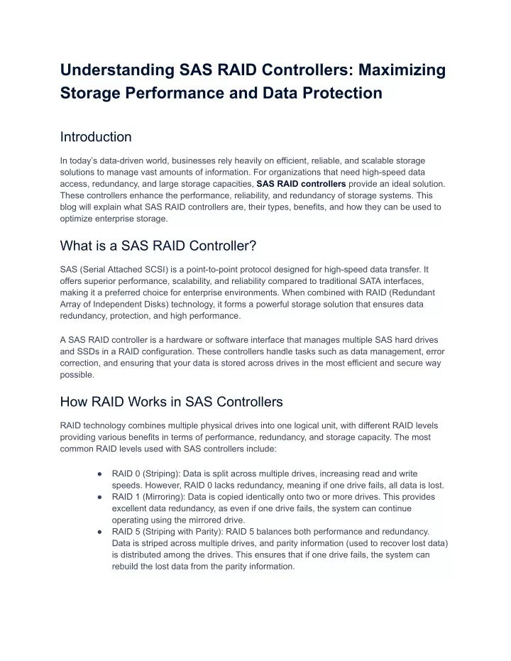 understanding sas raid controllers maximizing