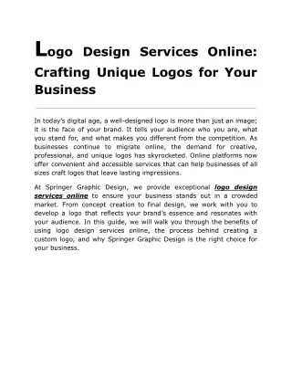 Logo Design Services Online: Crafting Unique Logos for Your Business