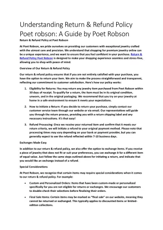 Understanding Return & Refund Policy Poet robson: A Guide by Poet Robson
