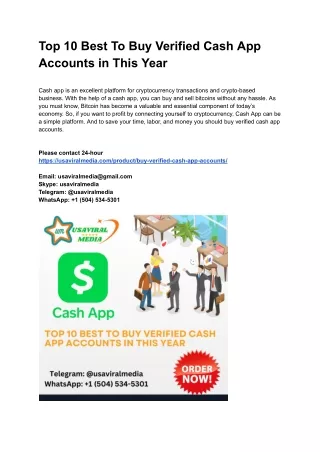 Top 10 Best To Buy Verified Cash App Accounts in This Year