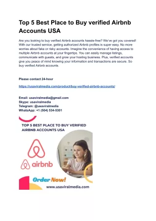 Top 5 Best Place to Buy verified Airbnb Accounts USA