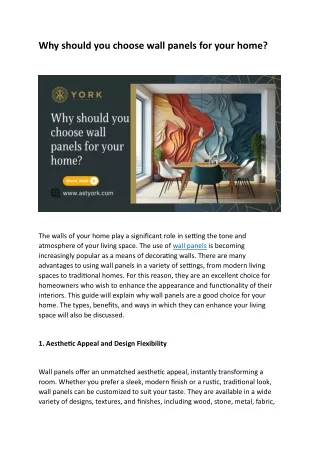 Why should you choose wall panels for your home