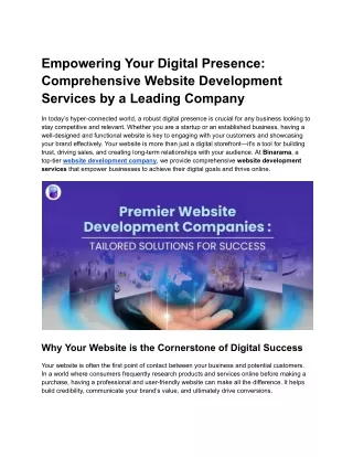 Empowering Your Digital Presence_ Comprehensive Website Development Services by a Leading Company