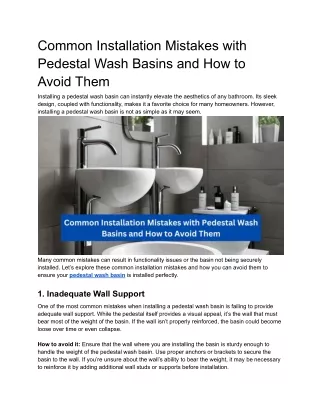 Avoid These Common Mistakes When Installing a Pedestal Wash Basin