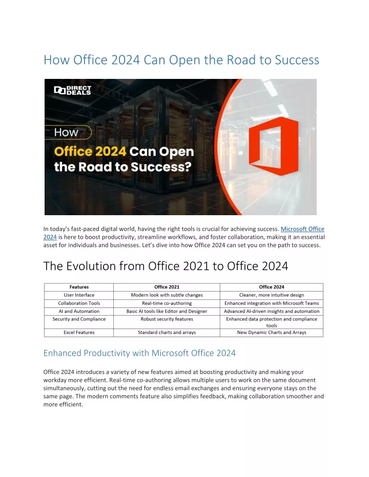 how office 2024 can open the road to success