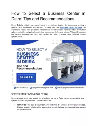 how to select a business center in deira tips and recommendations