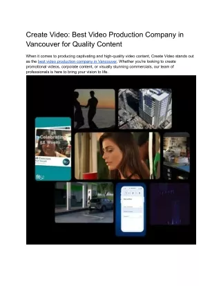 Create Video Best Video Production Company in Vancouver for Quality Content