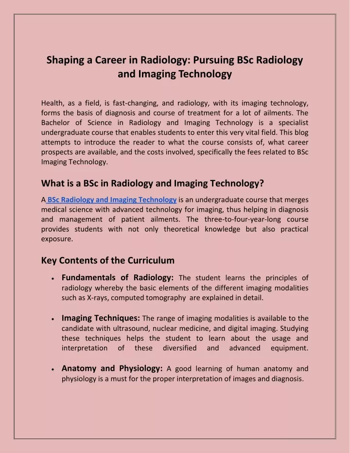 shaping a career in radiology pursuing