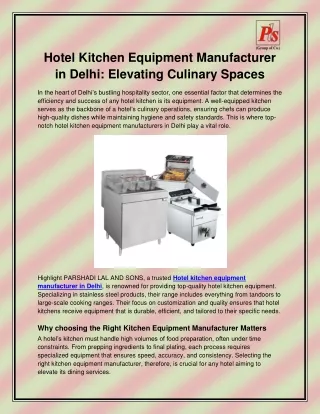 Hotel kitchen equipment manufacturer in Delhi