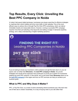 Top Results, Every Click_ Unveiling the Best PPC Company in Noida