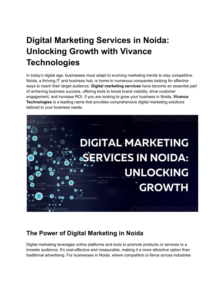 digital marketing services in noida unlocking