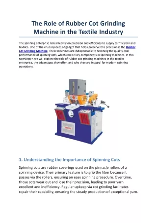 Rubber Cot Grinding Machine - Sabar Roll Shop