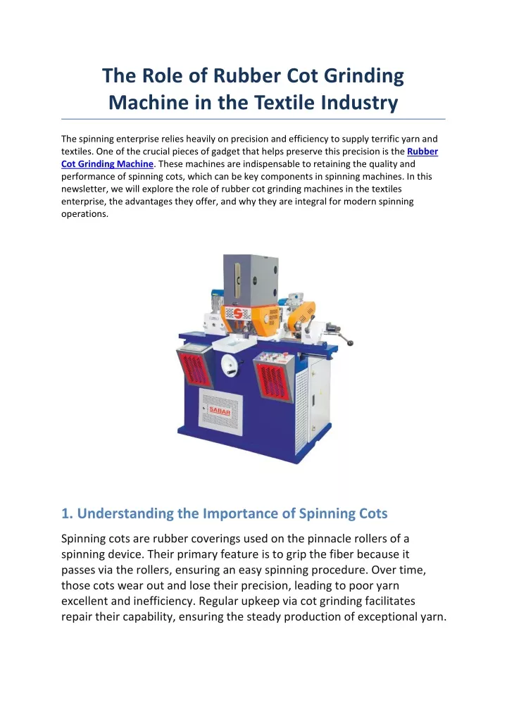 the role of rubber cot grinding machine