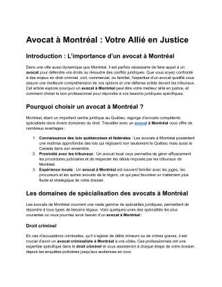 Avocat à Montréal _ Votre Allié en Justice