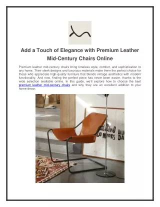 Add a Touch of Elegance with Premium Leather Mid-Century Chairs Online