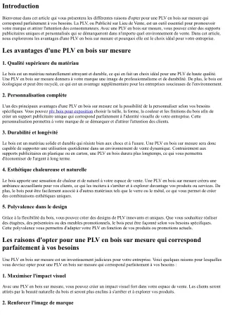 Les raisons d'opter pour une PLV en bois sur mesure qui correspond parfaitement