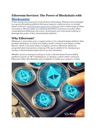 ethereum services the power of blockchain with