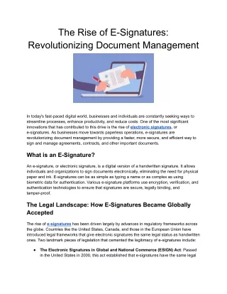 The Rise of E-Signatures_ Revolutionizing Document Management