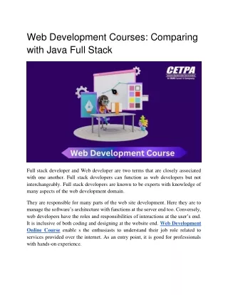 web development courses comparing with java full