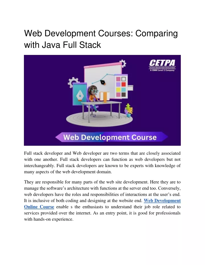 web development courses comparing with java full