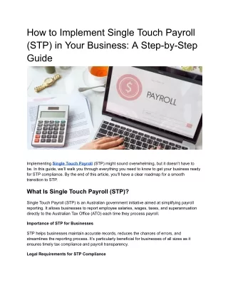 how to implement single touch payroll stp in your