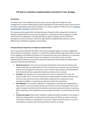 the role of a salesforce implementation