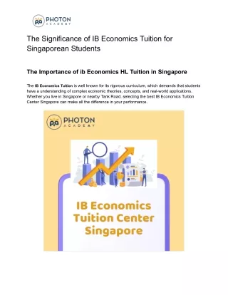 The Significance of IB Economics Tuition for Singaporean Students (2)