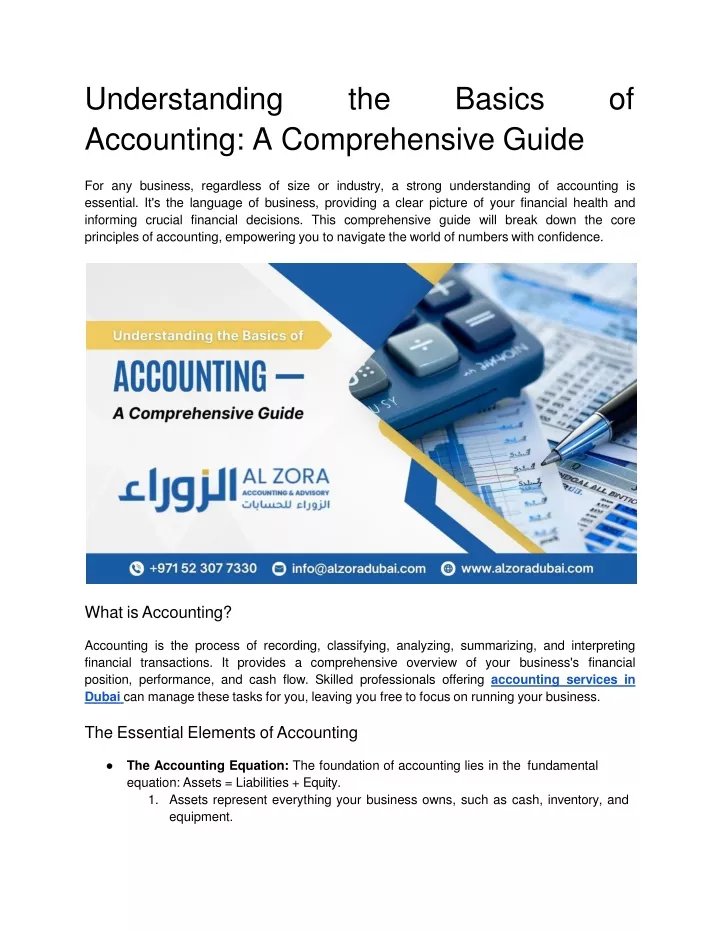 understandin g th e basic s o f accounting a comprehensive guide