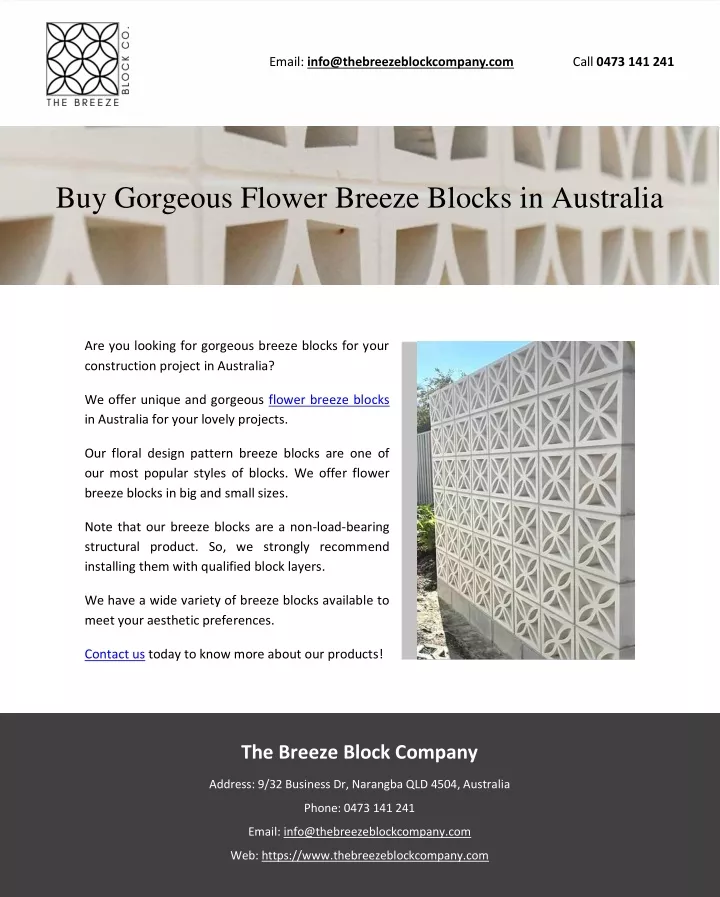 email info@thebreezeblockcompany com