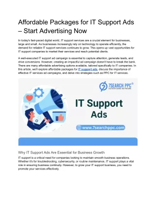 Affordable Packages for IT Support Ads – Start Advertising Now