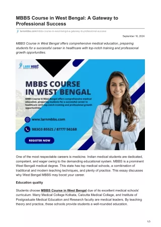 larnmbbs.com-MBBS Course in West Bengal A Gateway to Professional Success