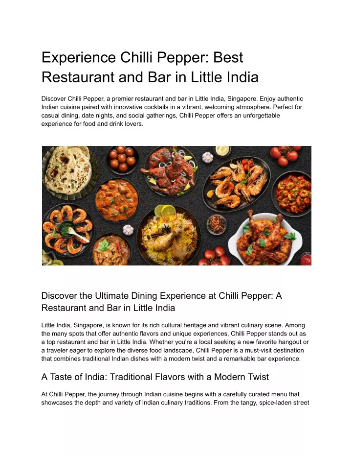 experience chilli pepper best restaurant