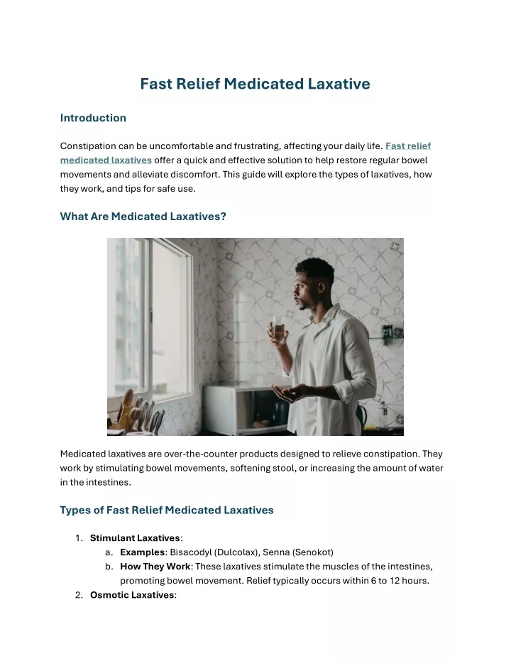 fast relief medicated laxative