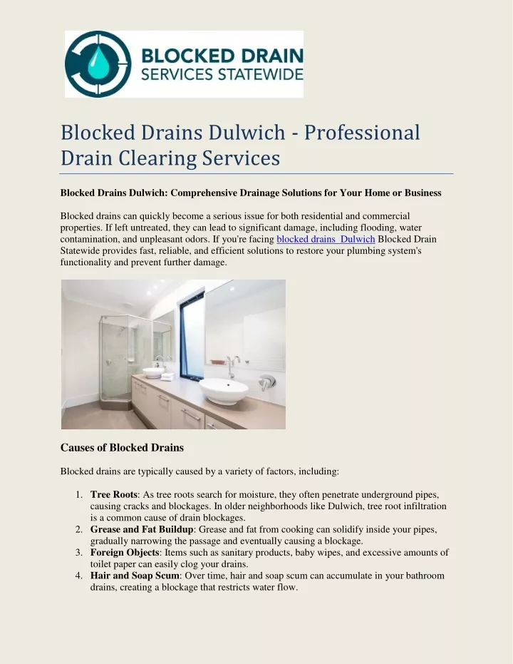 blocked drains dulwich professional drain