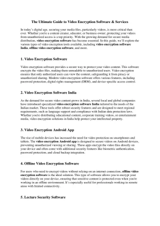 The Ultimate Guide to Video Encryption Software & Services