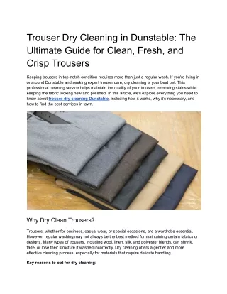 Trouser Dry Cleaning Dunstable - A & Z Dry Cleaners