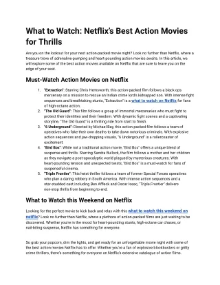 What to Watch_ Netflix’s Best Action Movies for Thrills
