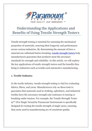 understanding the applications and benefits