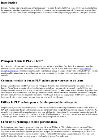 Comment créer une ambiance authentique avec une PLV en bois dans votre point de