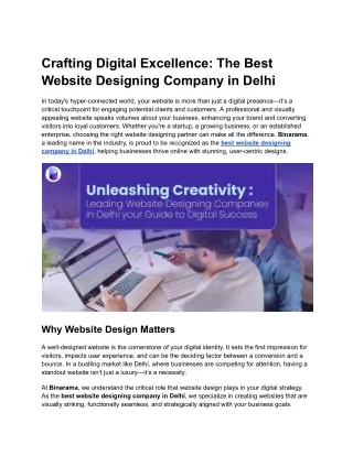 Crafting Digital Excellence_ The Best Website Designing Company in Delhi