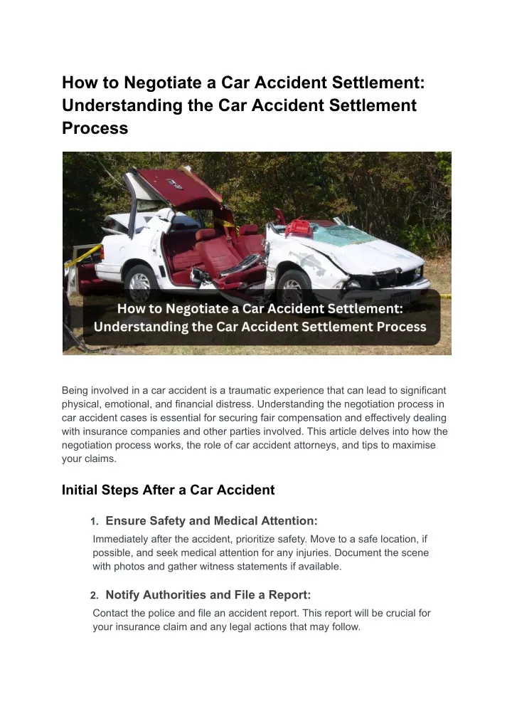 how to negotiate a car accident settlement