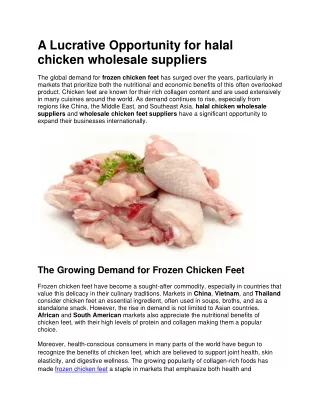 A Lucrative Opportunity for halal chicken wholesale suppliers