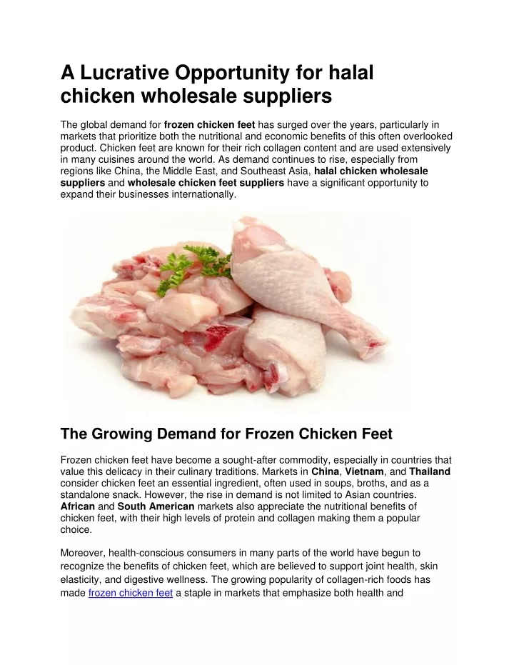 a lucrative opportunity for halal chicken